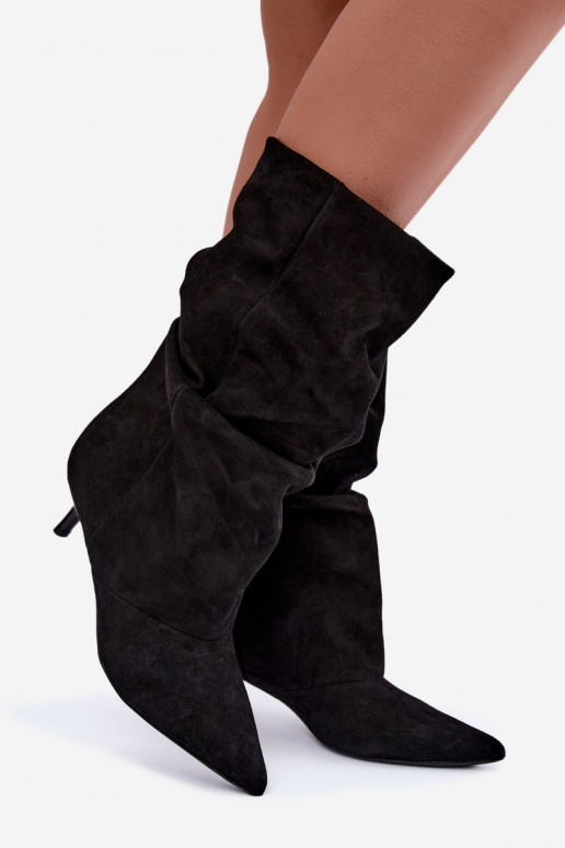 Slip-on vzor Dřeváky Typu Slouchy s podpatky Černé Falisette