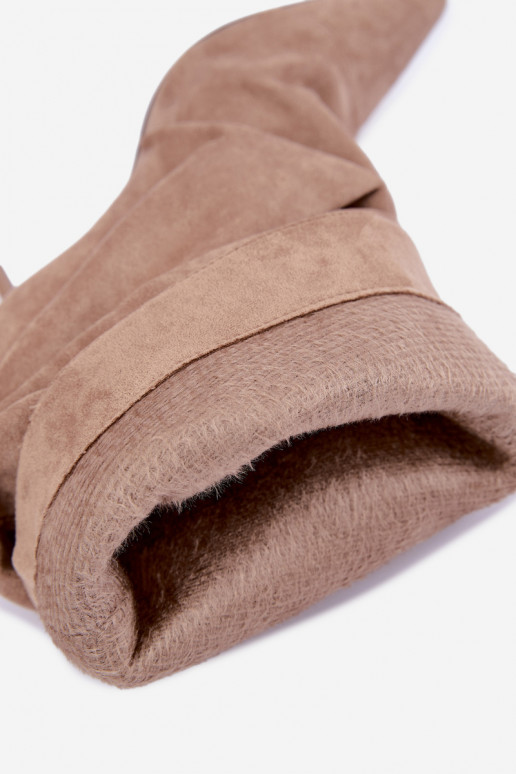  zateplené Dřeváky s tenkými podpatky Slip-on vzor béžové Greselle