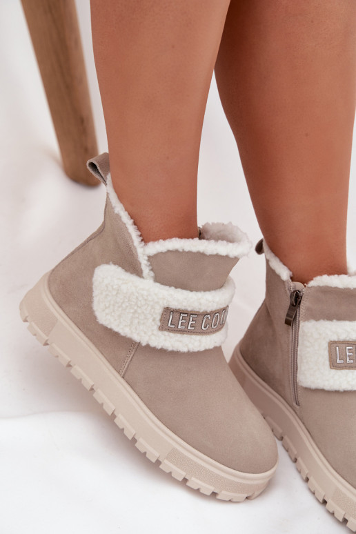 Sněhule Dámské podpatky Z Naturalnego Zamszu se zateplením Lee Cooper LCJ-25-01-3739 šedá