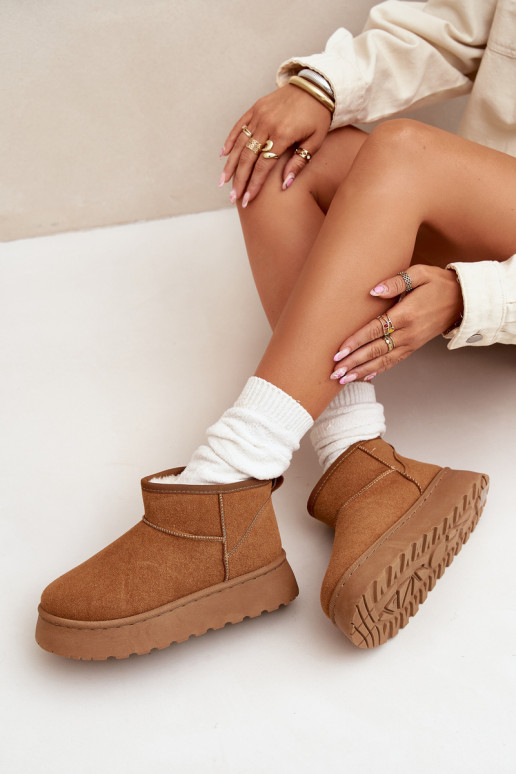 Sněhule  s platformou zateplené s kožešinou uvnitř hnědáVesirae