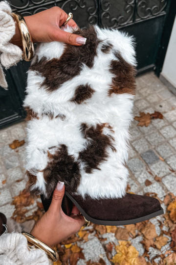 zateplené  dlouhé boty Z Wywiniętą CholewkąŁaty hnědá Saphielle 2