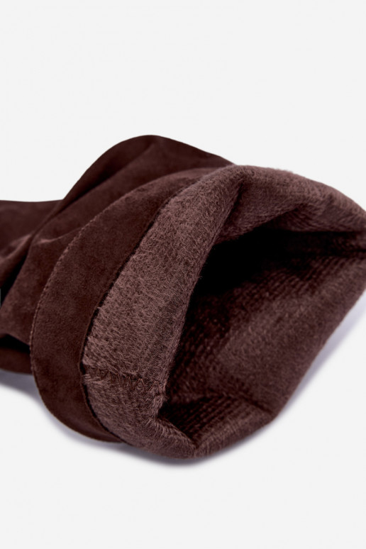  zateplené Dřeváky s tenkými podpatky Slip-on vzor Czekoladowe Greselle