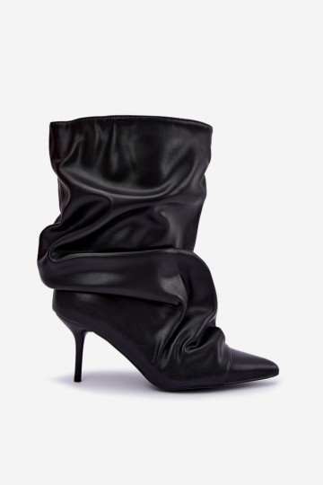  zateplené Dřeváky s tenkými podpatky Slip-on vzor Černé z ekologické kůže Greselle 2
