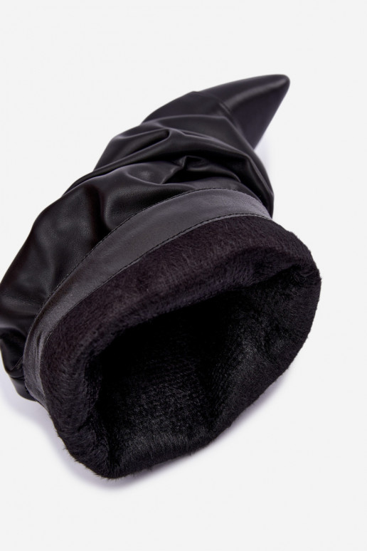  zateplené Dřeváky s tenkými podpatky Slip-on vzor Černé z ekologické kůže Greselle