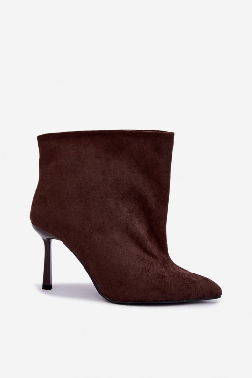 Slip-on vzor Dřeváky s tenkými podpatky Czekoladowe Kamea