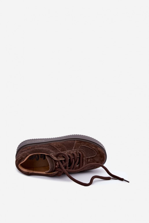  ze semiše Tenisky  s platformou Lee Cooper LCJ-26-01-4644 Czekoladowe