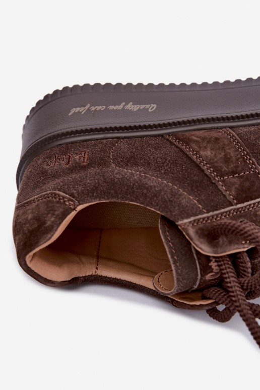  ze semiše Tenisky  s platformou Lee Cooper LCJ-26-01-4644 Czekoladowe