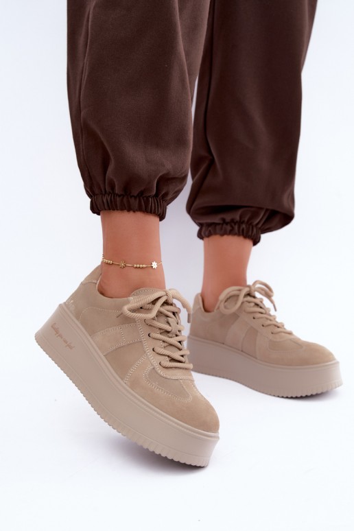  ze semiše Tenisky  s platformou Lee Cooper LCJ-26-01-4643 béžové