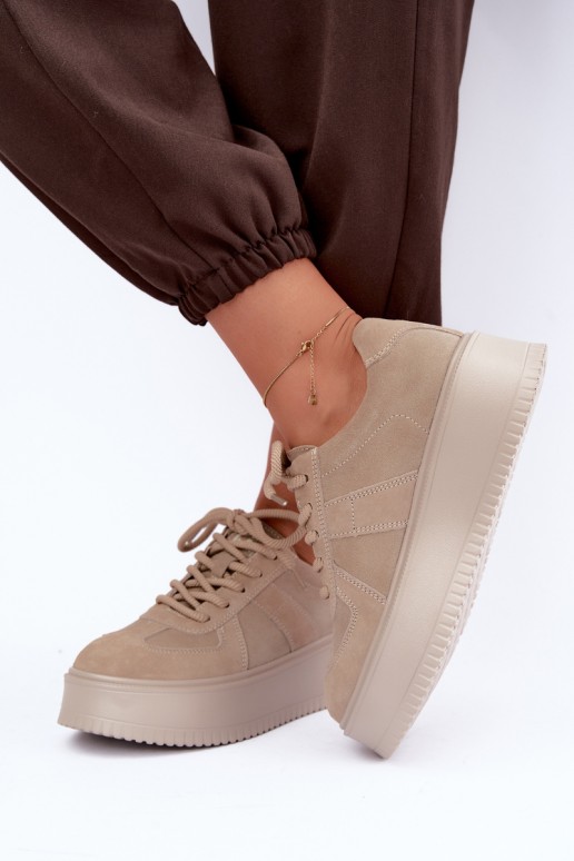  ze semiše Tenisky  s platformou Lee Cooper LCJ-26-01-4643 béžové