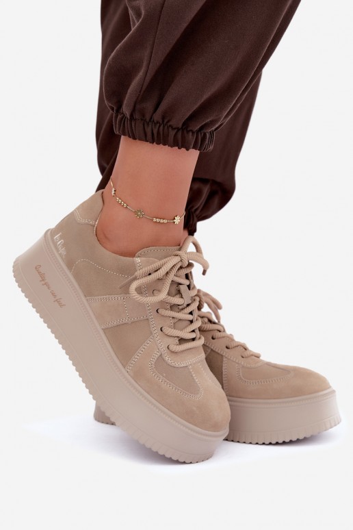  ze semiše Tenisky  s platformou Lee Cooper LCJ-26-01-4643 béžové