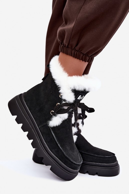 Sněhule  Z Naturalnego Zamszu Lee Cooper LCJ-25-01-3737 Černé