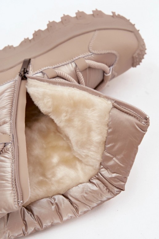  Sněhule s platformou Lee Cooper LCJ-25-12-3663 béžové-zlaté barvy