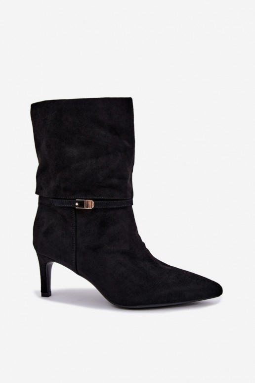 Slip-on vzor zateplené Dřeváky s tenkými podpatky s popruhy Černé Eponine