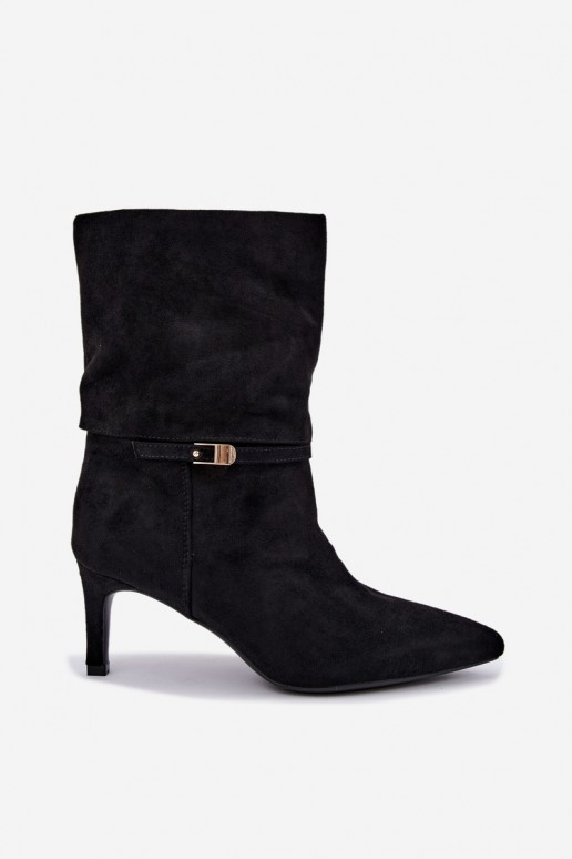 Slip-on vzor zateplené Dřeváky s tenkými podpatky s popruhy Černé Eponine