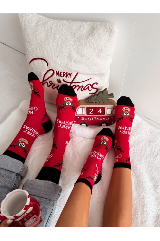 Ponožky  Vánoce y Merry Christmas červené