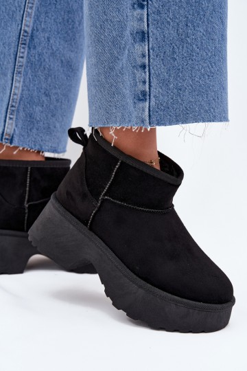 Sněhule  Slip-on vzor zateplené s kožešinou uvnitř Černé Mavelle