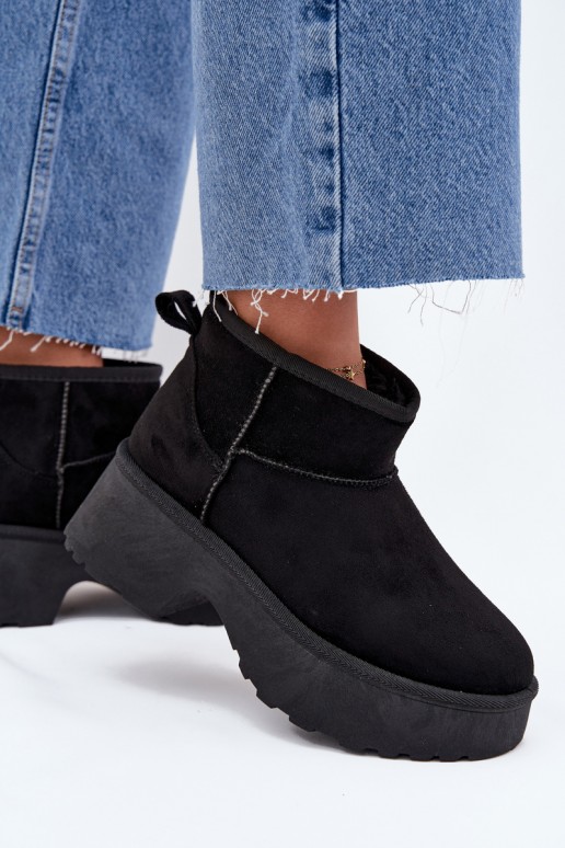 Sněhule  Slip-on vzor zateplené s kožešinou uvnitř Černé Mavelle