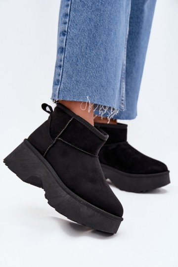 Sněhule  Slip-on vzor zateplené s kožešinou uvnitř Černé Mavelle 2