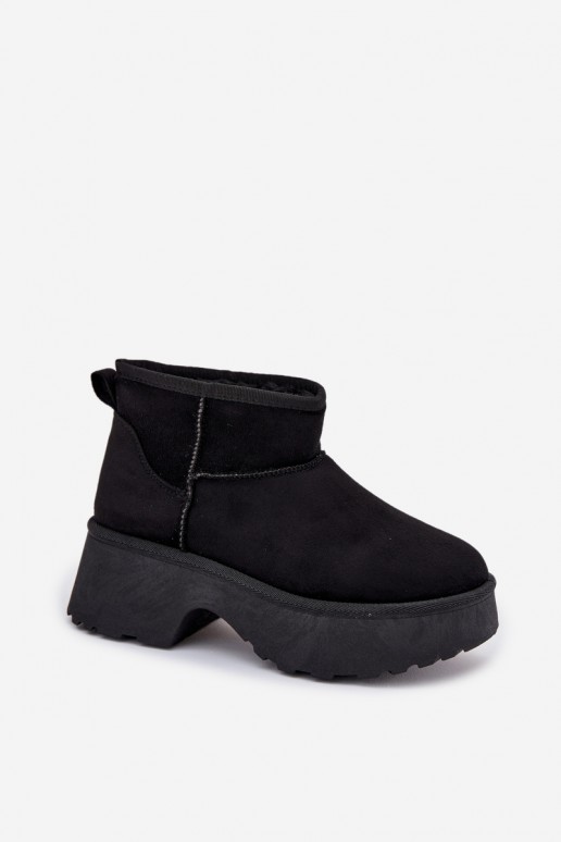 Sněhule  Slip-on vzor zateplené s kožešinou uvnitř Černé Mavelle