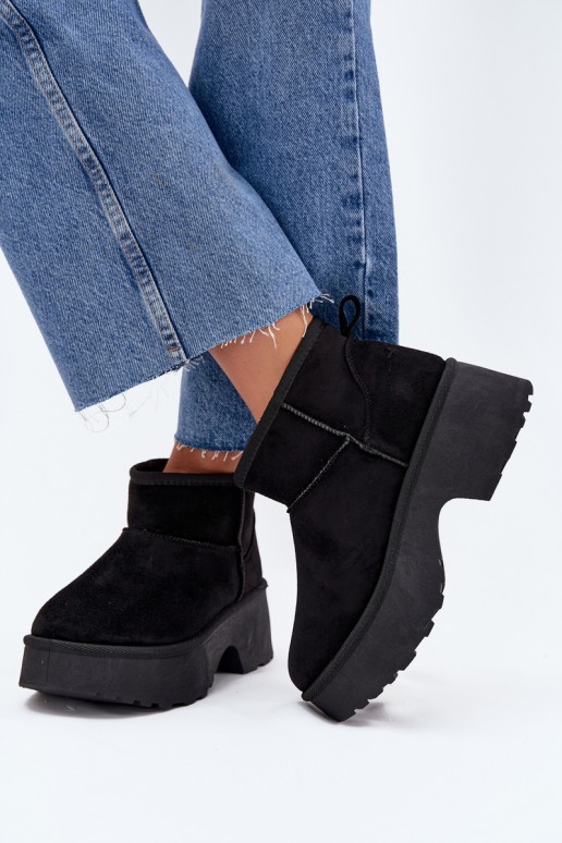 Sněhule  Slip-on vzor zateplené s kožešinou uvnitř Černé Mavelle