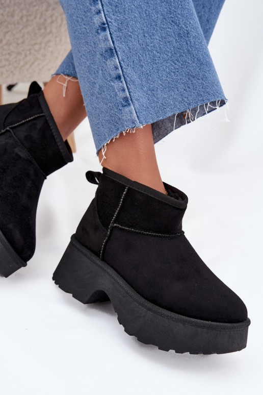 Sněhule  Slip-on vzor zateplené s kožešinou uvnitř Černé Mavelle
