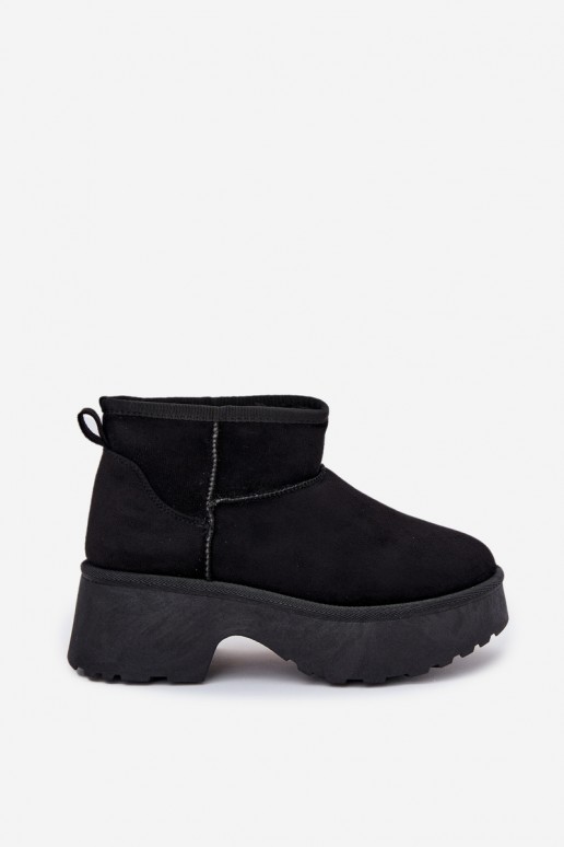 Sněhule  Slip-on vzor zateplené s kožešinou uvnitř Černé Mavelle