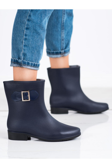 Tamsiai mėlynos spalvos Guminiai batai su sagtimis  2