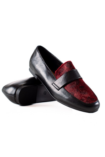 CZARNO-bordo spalvos spalvos batai su kailiuku 2