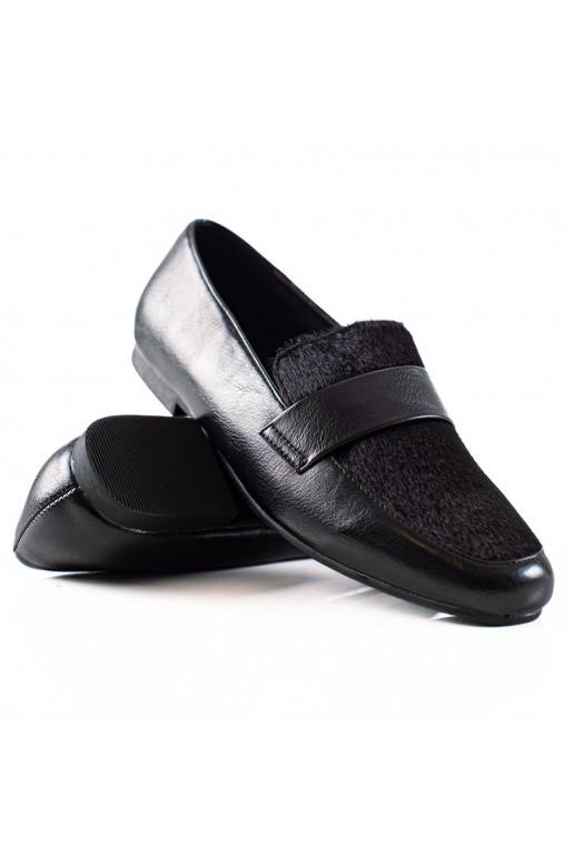 juodos spalvos batai su kailiuku 