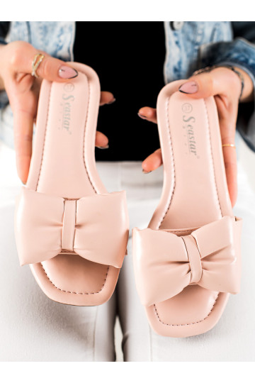 rožinės spalvos Šlepetės su kaspinais  2