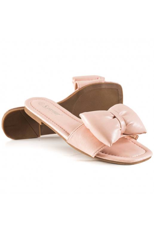 rožinės spalvos Šlepetės su kaspinais 