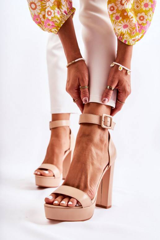 Sandaalid kõrge jämeda kontsaga beeži... Sandaalid kõrge jämeda kontsaga beeži...