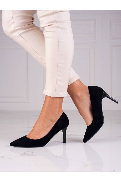 iš zomšos juodos spalvos szpilki Shelovet