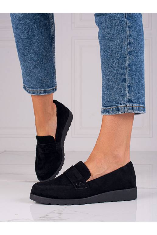 Klasikinio modelisio iš zomšos juodos spalvos pusbačiai