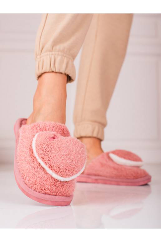 rožinės spalvos moteriškos šlepetės z serduszkiem Shelovet