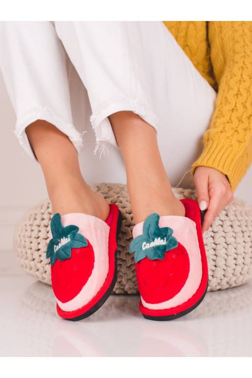 pašiltinti moteriškos šlepetės Shelovet różowo raudonos spalvos