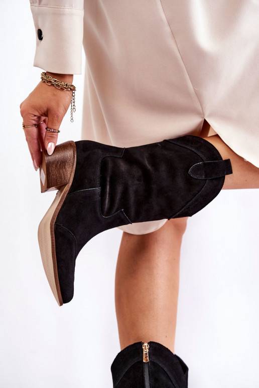 semišové dlouhé kozačky Boty černé semišové dlouhé kozačky Boty černé