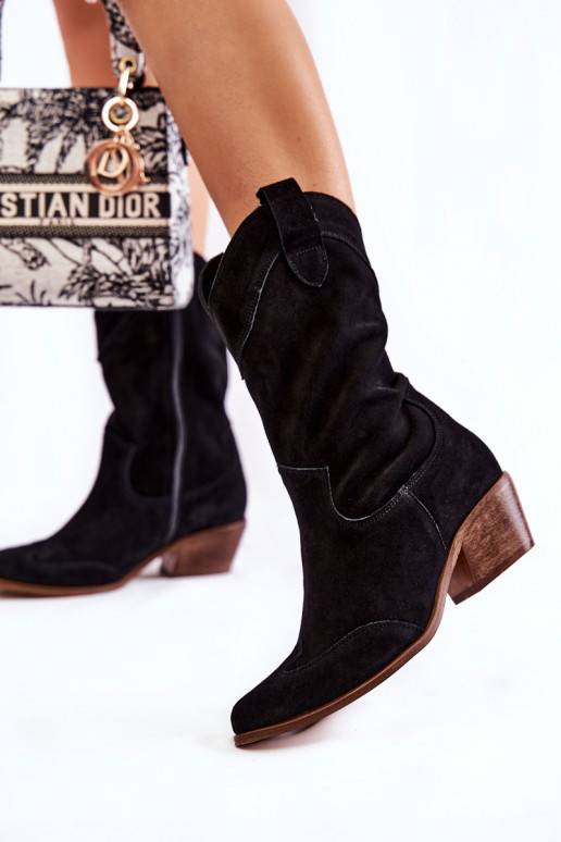 semišové dlouhé kozačky Boty černé semišové dlouhé kozačky Boty černé