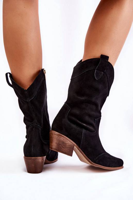 semišové dlouhé kozačky Boty černé semišové dlouhé kozačky Boty černé