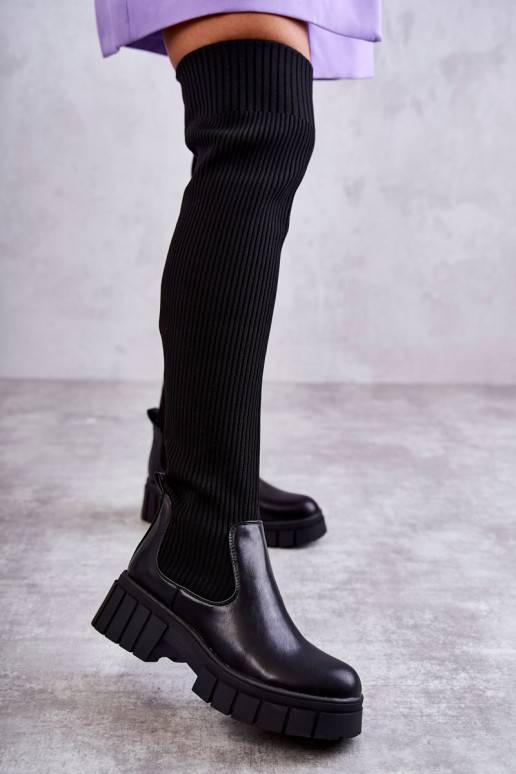 dlouhé boty kotníkové boty černé Austin