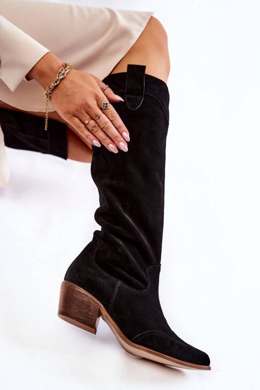 dlouhé černé kozačky na vysokém podpatku dlouhé černé kozačky na vysokém podpatku