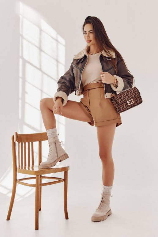 Béžové kozačky s ramínky Afra Béžové kozačky s ramínky Afra