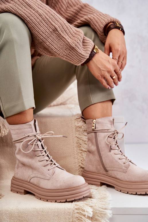 Béžové kozačky s ramínky Afra Béžové kozačky s ramínky Afra