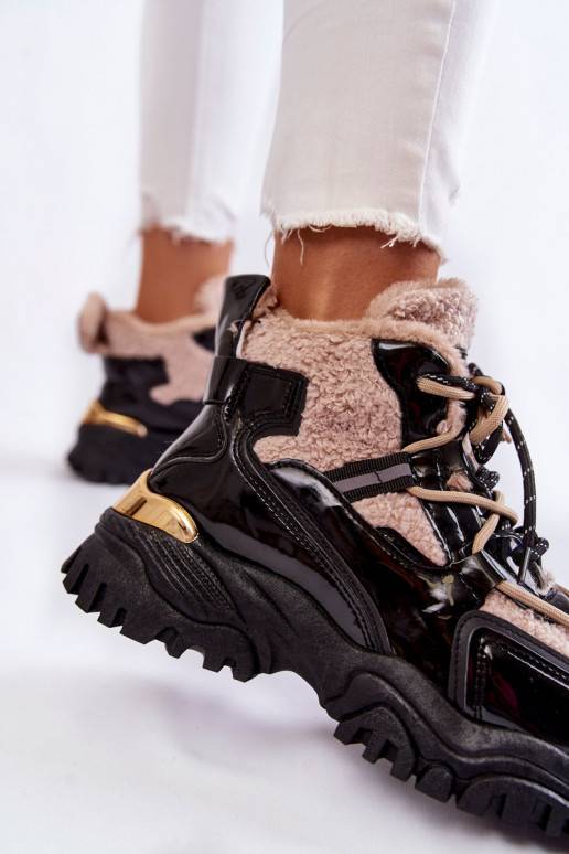 Černo-béžové zateplené sportovní boty... Černo-béžové zateplené sportovní boty...