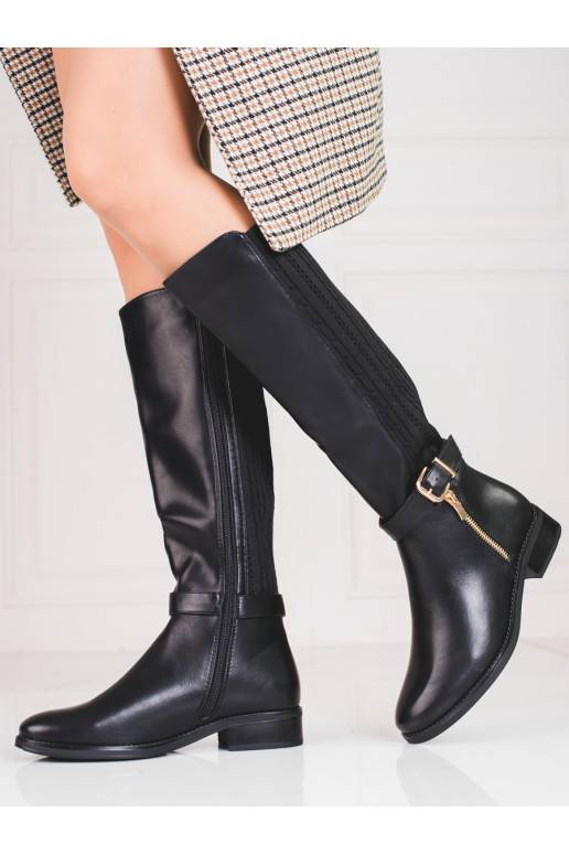 Černé kožené boty Shelovet Černé kožené boty Shelovet