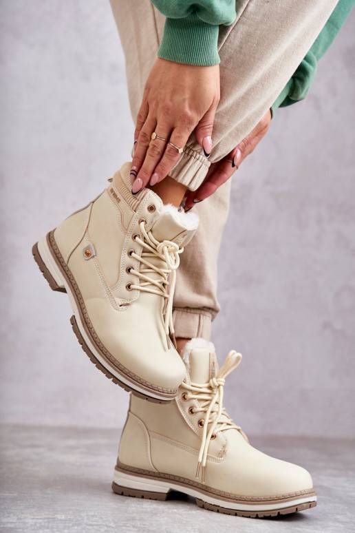 Teplé kozačky béžové barvy Liv Teplé kozačky béžové barvy Liv