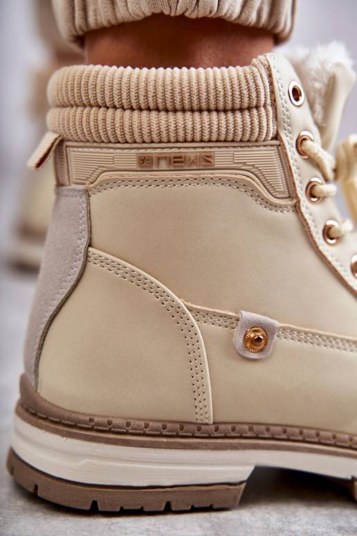 Teplé kozačky béžové barvy Liv Teplé kozačky béžové barvy Liv