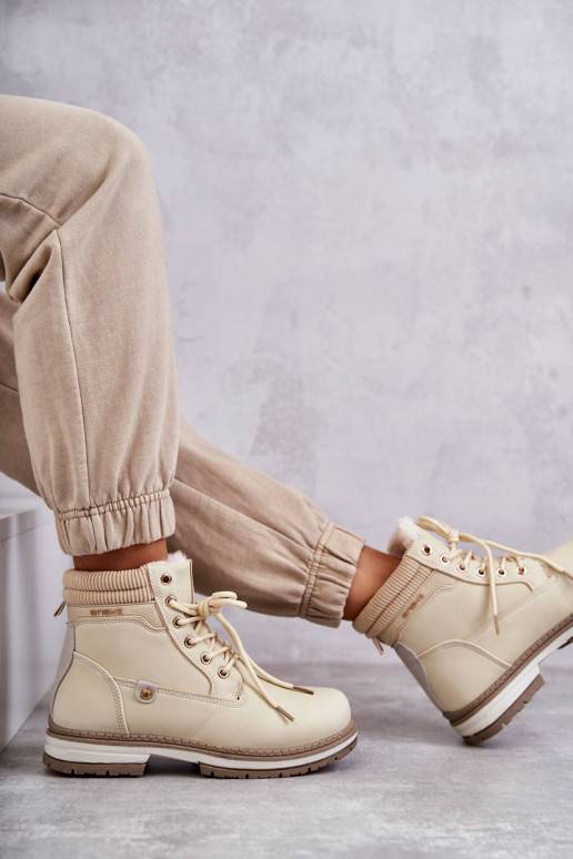 Teplé kozačky béžové barvy Liv Teplé kozačky béžové barvy Liv