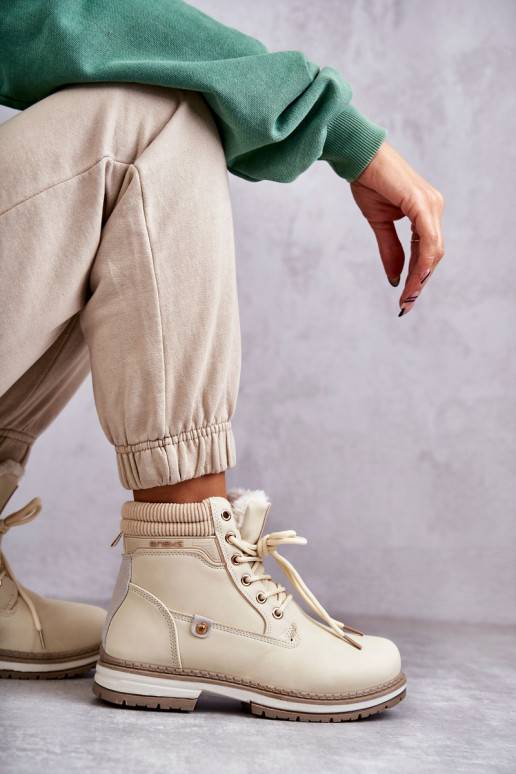 Teplé kozačky béžové barvy Liv Teplé kozačky béžové barvy Liv