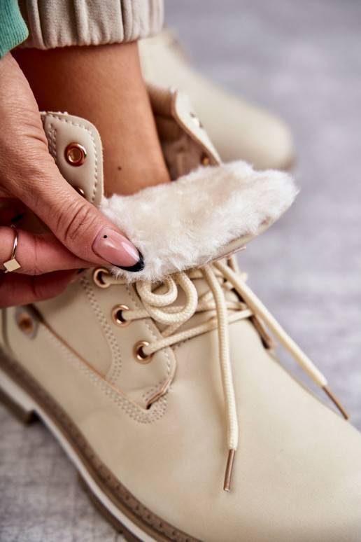 Teplé kozačky béžové barvy Liv Teplé kozačky béžové barvy Liv